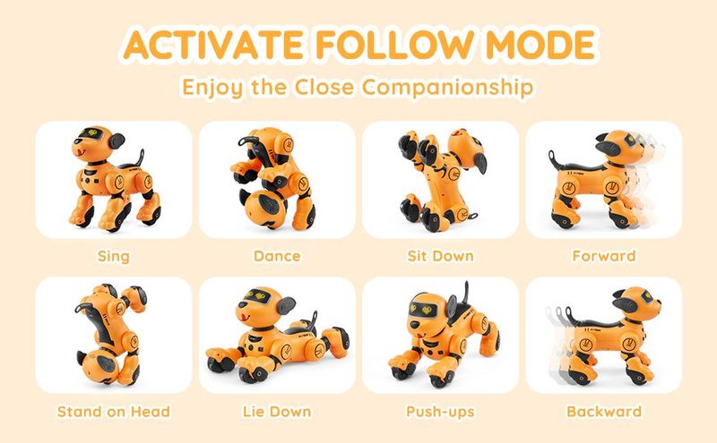 VEVOR RC Robot Dog Toy Talking Dancing Touch & Voice Remote Control Programmable_voghion.com