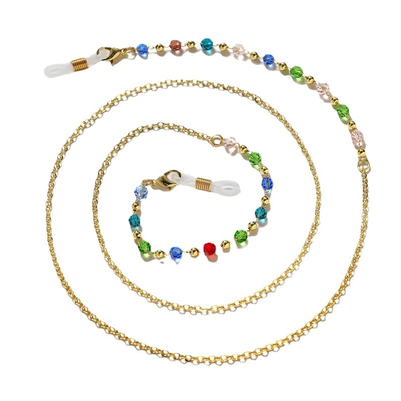 Corda per appendere occhiali in cristallo colorato, tracolla in metallo e rame, catena antiscivolo per maschera_voghion.com
