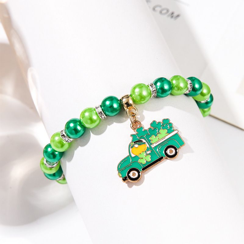 St. Patrick beaded bracelet niche pearl acrylic bracelet alloy pendant jewelry_voghion.com