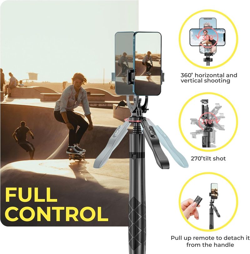 Phone Tripod 62" Selfie Stick For IPhone With Remote And 3W LED Light, Universal Mount, Phone Stand For Recording & Streaming, Tripod For IPhone & Android Phone & Gopro_voghion.com