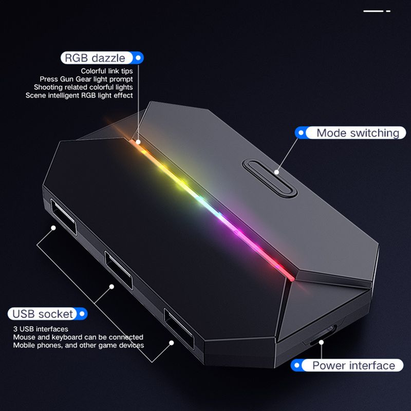 Farfi teclado conversor de ratón con cable/inalámbrico rendimiento estable extensor USB multifuncional adaptador de controlador de mando_voghion.com