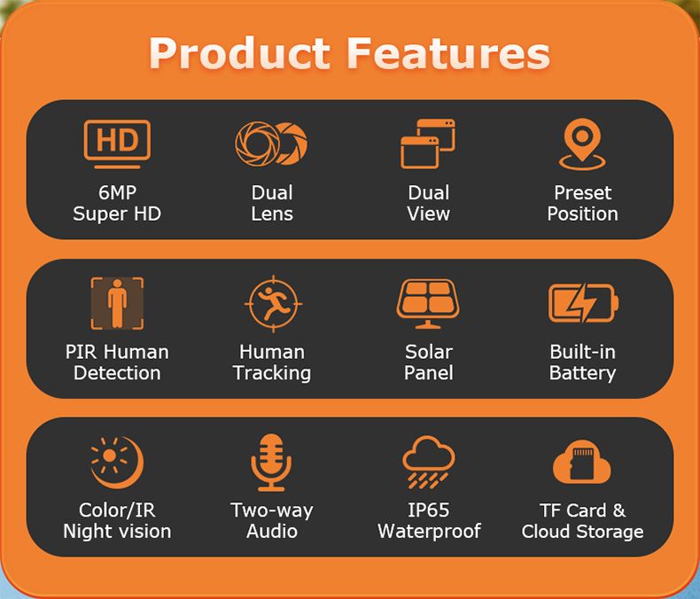 Security Cameras Outdoor Solar Camera Night Vision HD Home Wireless Remote Monitoring Traffic Mobile Phone Waterproof Ball Machine_voghion.com