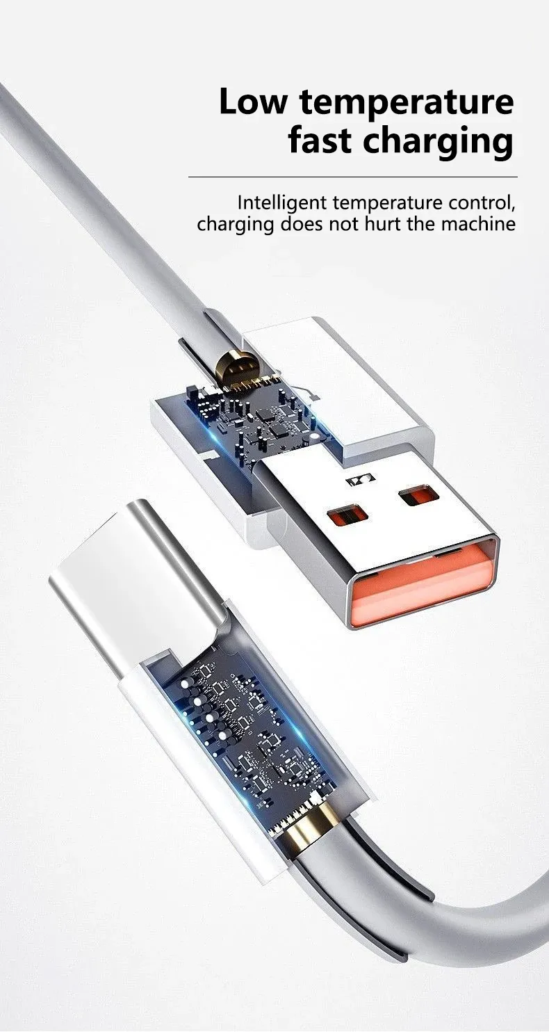 Universal 120W 10A USB Type C Super Fast Charging Cable Huawei P40 P30 Honor Data Cord For Xiaomi Redmi 0.3/1M/1.5M/2M_voghion.com