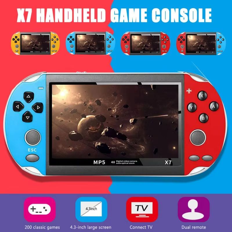 Bestseller X7 Spielkonsole mit integrierten Spielen, multifunktionaler Gaming-Stick, tragbarer 4,3-Zoll-Handheld, bereit für_voghion.com