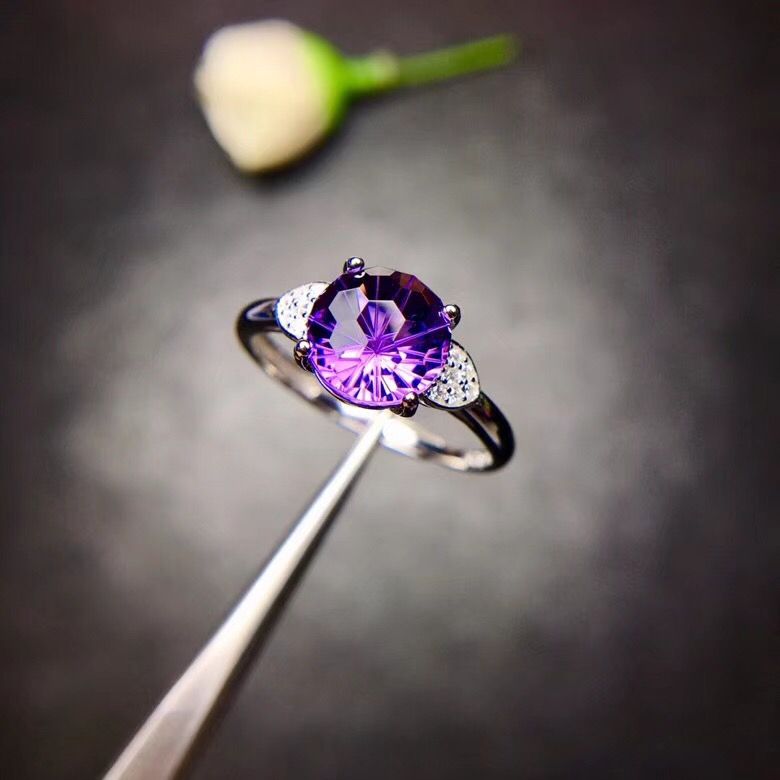 Natürlicher Amethystring, Silber, der Preis ist angemessen, Shop-Werbeartikel_voghion.com