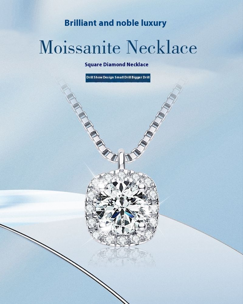 Internautas con el mismo estilo de collar de piedra Mosang, plata esterlina para mujer, pequeño azúcar, versátil, de alta gama_voghion.com