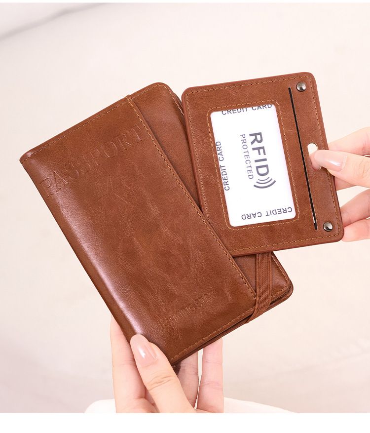 Portafoglio da viaggio sottile e leggero con protezione RFID, portapassaporto di lusso con protezione antifurto, più slot per carte e pelle PU resistente all'acqua_voghion.com