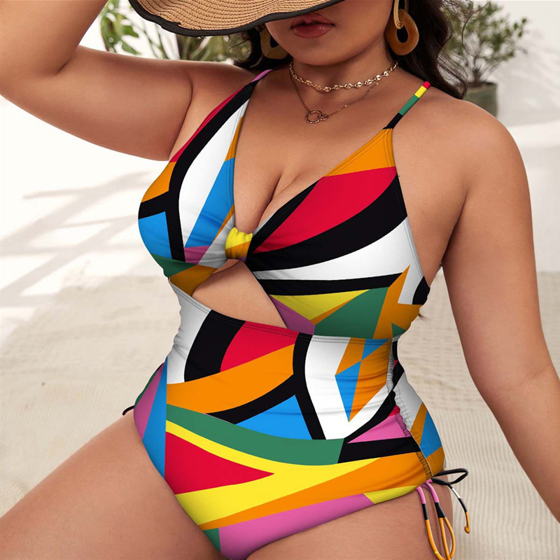 Maillot de bain une pièce grande taille, imprimé, Push-Up, ajouré, serré, pour femmes_voghion.com