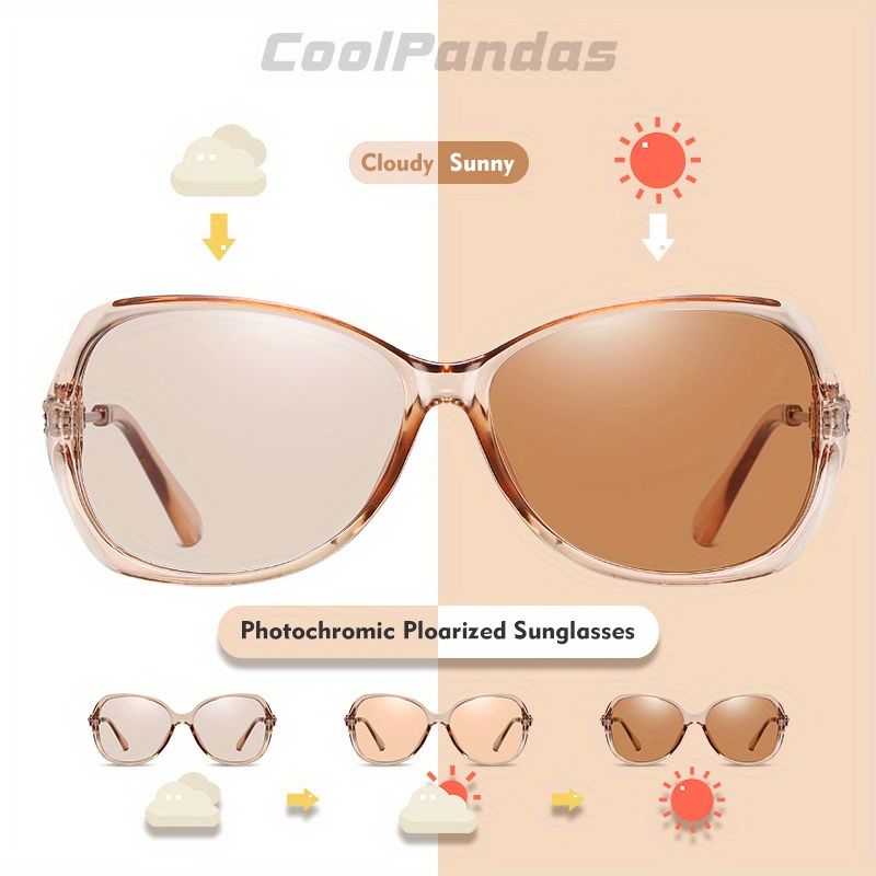 Modische HD-Photochrom-Sonnenbrille für Damen, polarisierte Gläser für Autofahren und Reisen, übergroße, ultraleichte Luxus-Sonnenbrille für Damen_voghion.com