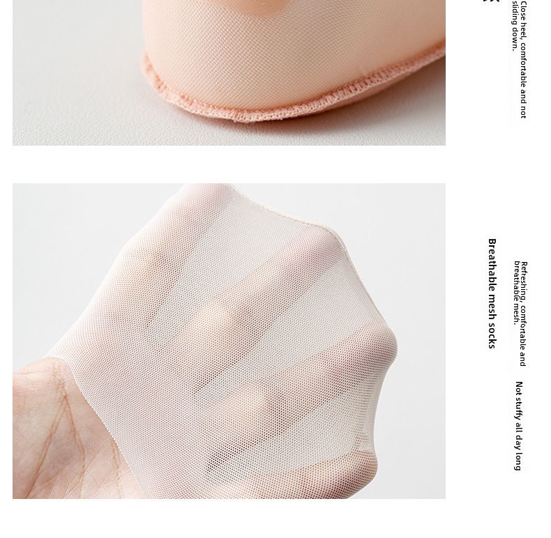 Summer thin ice silk socks women's mesh socks breathable solid color boat Socks seamless shallow mouth all-match socks women's invisible socks_voghion.com