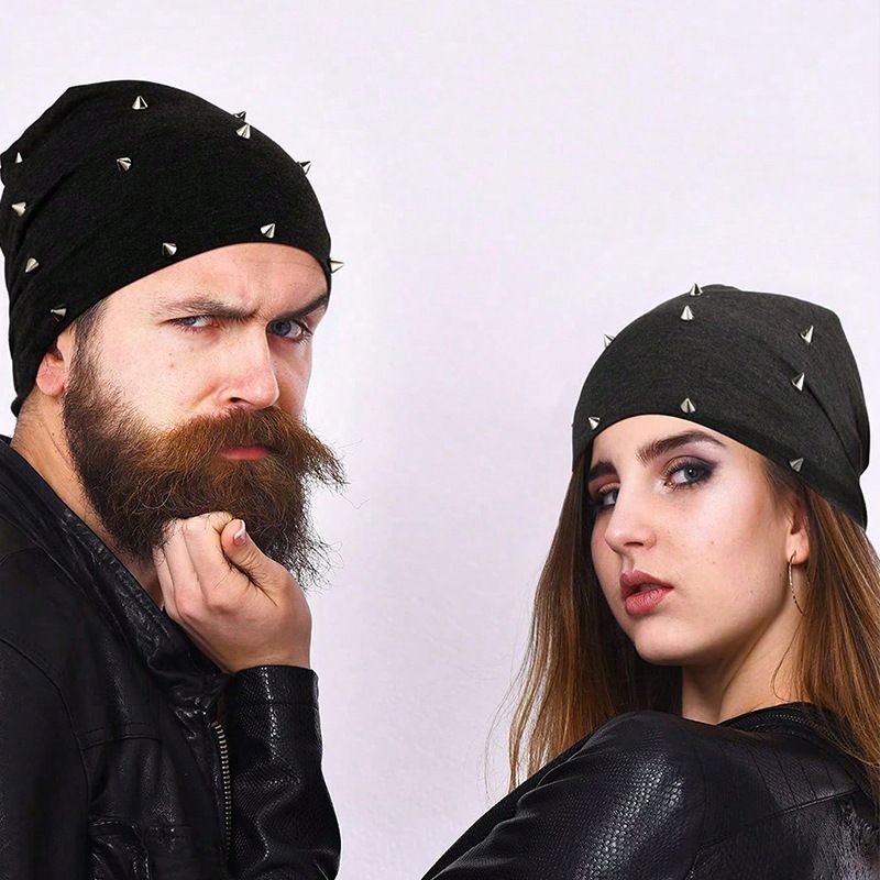 Mode Herbst Winter Fünfzackiger Stern Nieten Pullover Koreanischer Stil Trendy Kopftuch Winddichte Strickmütze_voghion.com