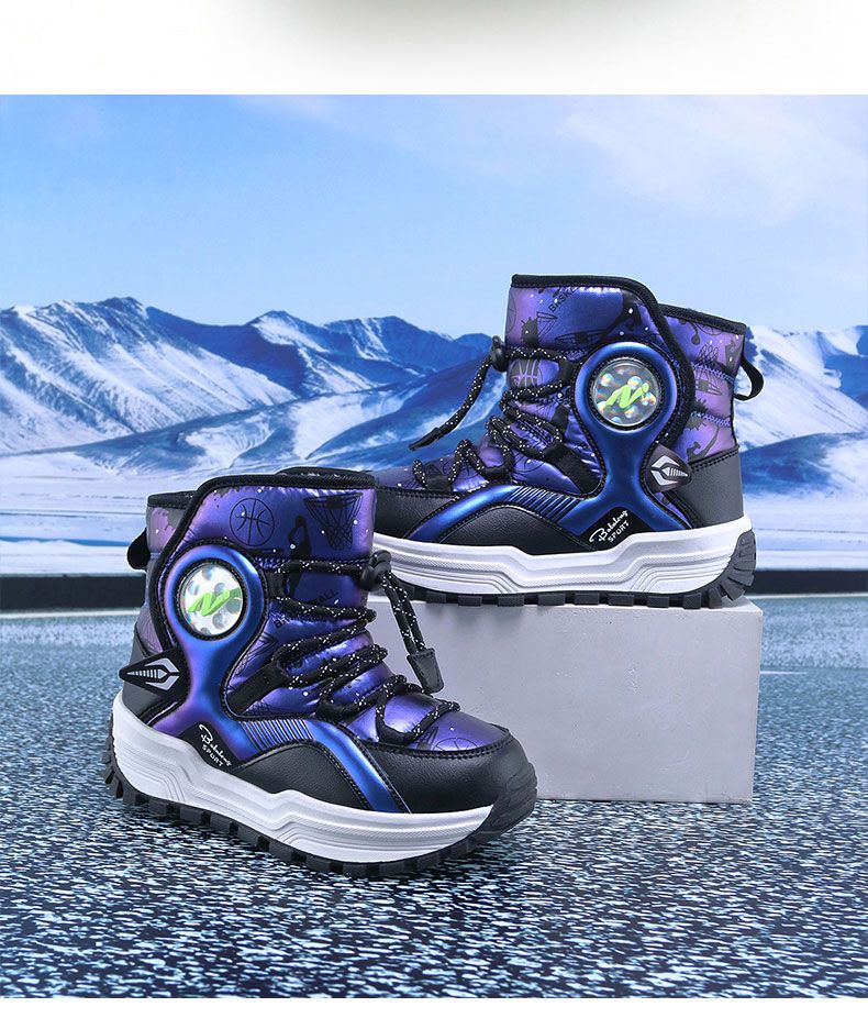 Kinder-Schneestiefel, verdickte Veet-Schneestiefel für Jungen und Mädchen, rutschfeste Stahlkralle, wasserdicht, lässig, warm, für den Außenbereich_voghion.com
