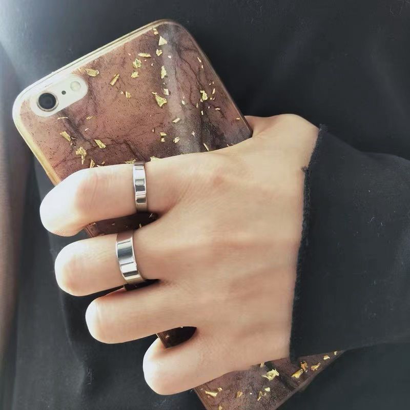 Non-Fading Personality Self-Discipline Titanium Steel Men's Plain Band Women's Minimalist Style Simple Niche Couple_voghion.com