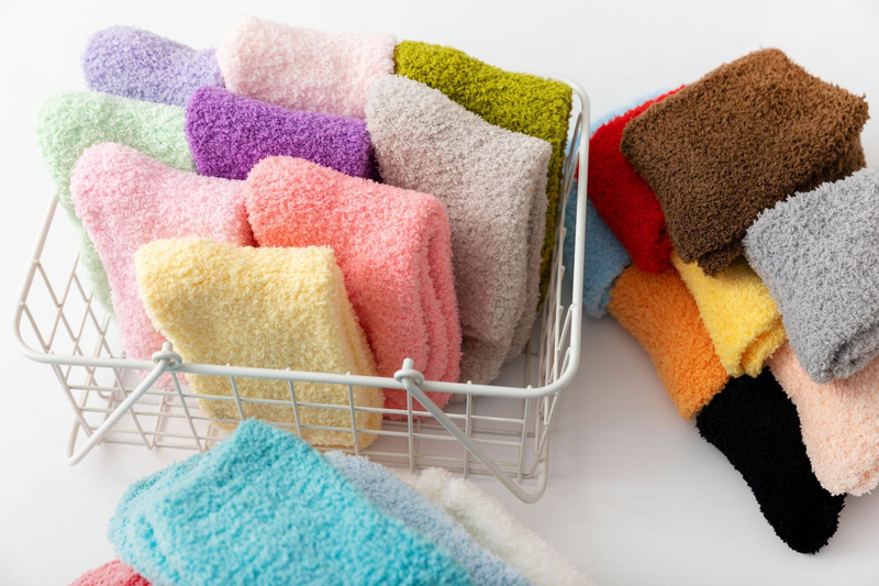 Haruku Autumn Winter Women's Thickened Thermal Coral Fleece Floor Fuzzy Soft Candy Colorful Kawaii Socks_voghion.com