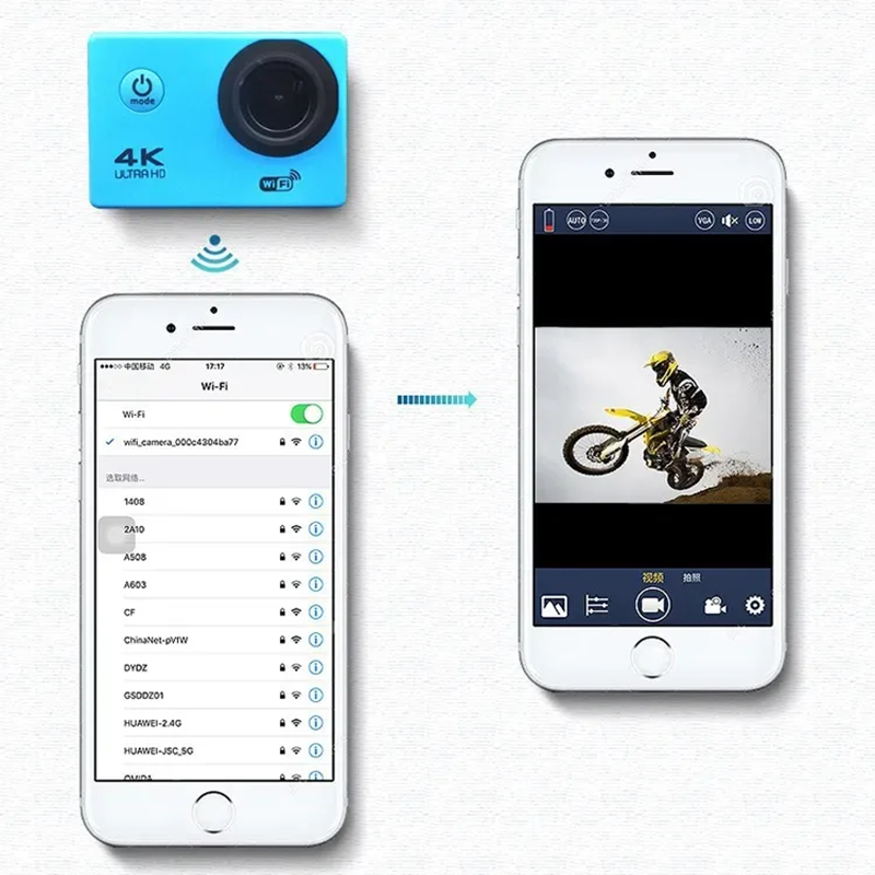 JW179 2023 Miglior produttore di vendita Wifi 30M Underwater Sport Action Camera 4k Bike_voghion.com