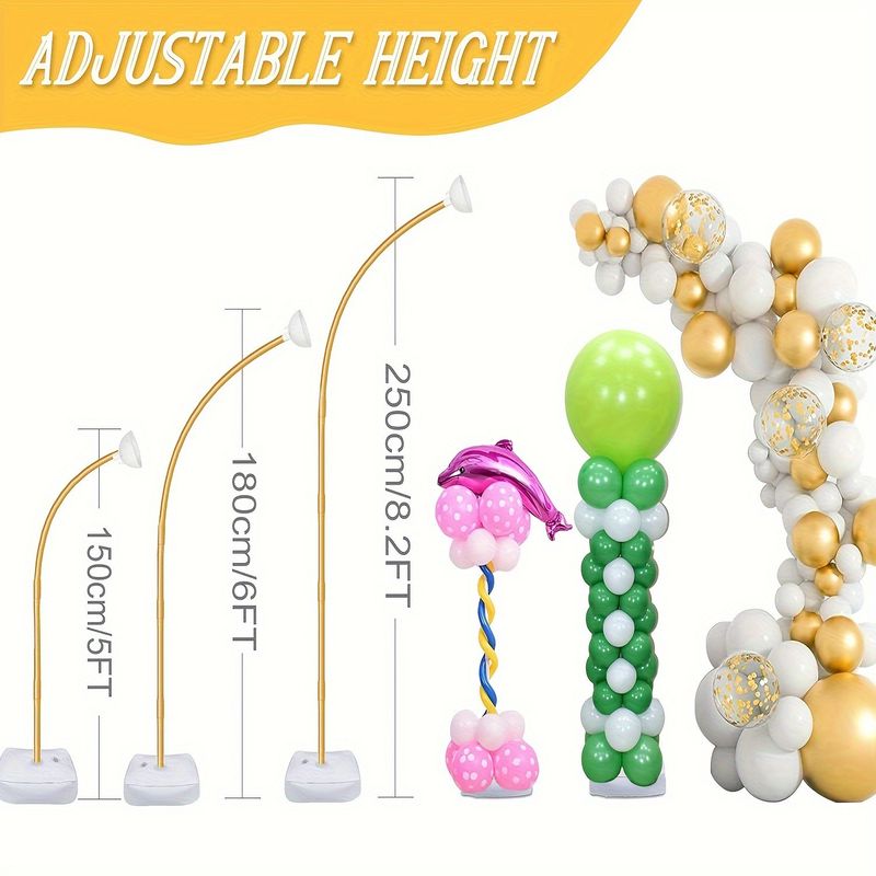 Archi per matrimoni 1,8 m + 2,2 m Supporto per arco per palloncini Altezza regolabile Colonna per palloncini Decorazione per feste di compleanno per matrimoni_voghion.com