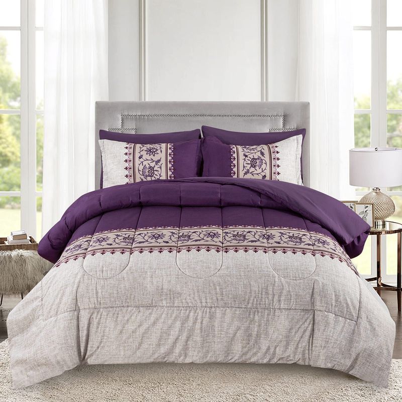 Quilt Set Purple Fat Quilt Core Chemical Fiber Quilt Quilt Three Piece Set_voghion.com