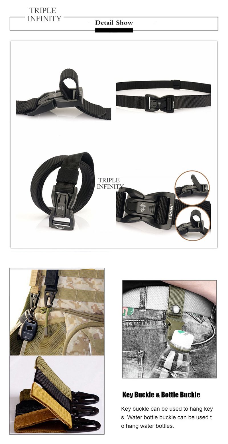 Hebilla de liberación rápida de metal caliente para hombres, cinturones tácticos de nailon finos resistentes al desgaste, cinturón de trabajo al aire libre de 2,5 cm de ancho para senderismo_voghion.com