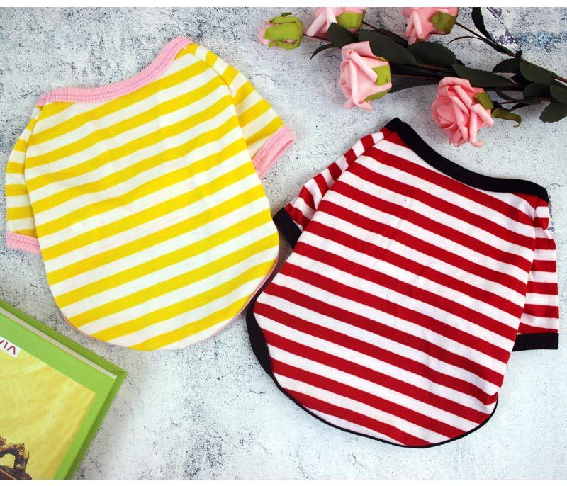 Nuovi vestiti estivi per cani, abbigliamento per animali domestici, maglietta a righe con scollo rotondo, taglia media e piccola, Bomei Teddy, primavera ed estate, sottile_voghion.com