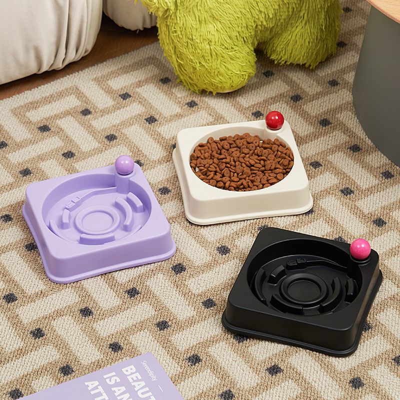 New Record Player Large Capacity Plastic Dog Pet Feeder Anti-Choke Slow Eating Cat Anti-Tip Bowl_voghion.com