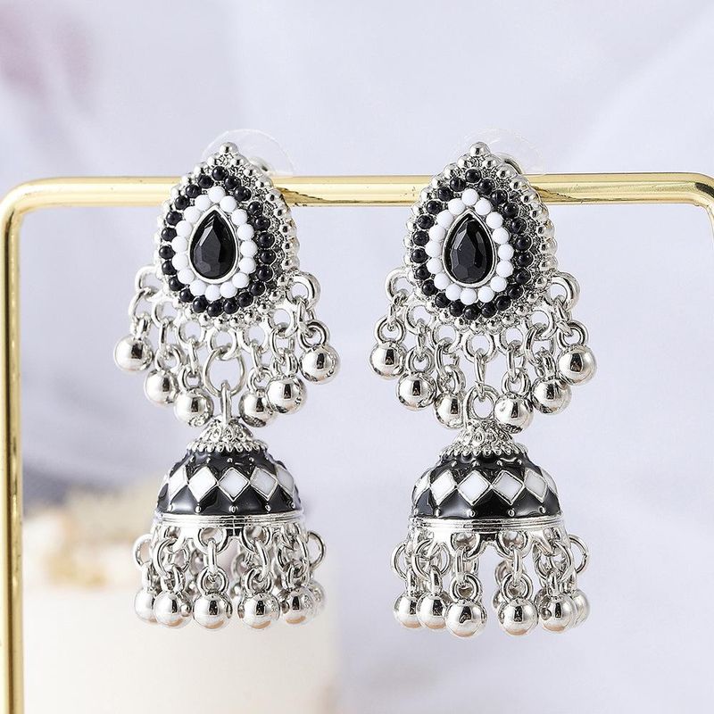Perline colorate bohemien Orecchini etnici Orecchini da donna 2024 Moda Lanterna smaltata Orecchini lunghi Gioielli da sposa indiani Jhumkas_voghion.com