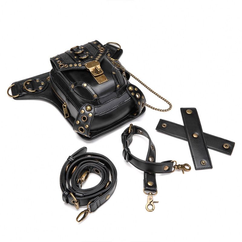 Borsa a tracolla da motociclista steampunk piccola con catena da donna_voghion.com