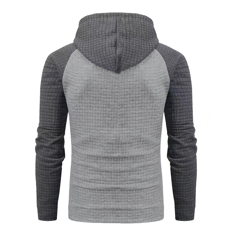 Erkekler yeni jakarlı küçük kare kapşonlu kazak moda renk bloklu eğlence İnce erkek kazak_voghion.com