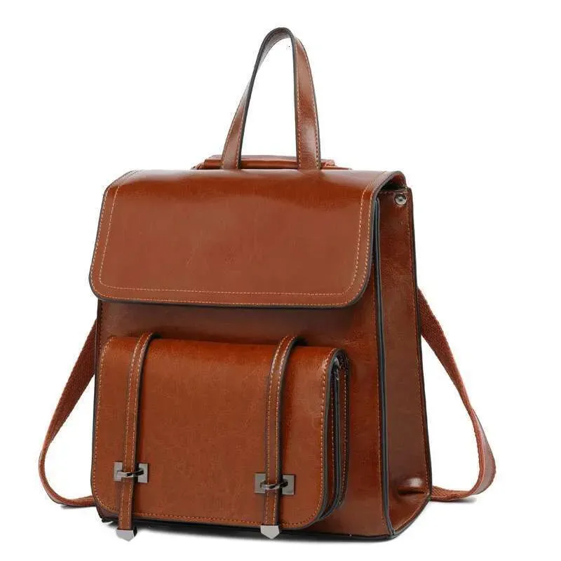 Designer Frauen Rucksack Cross Body Laptop Daypack Echtes Leder Reisebuch Schule Weibliche Rindsleder Rucksack Schulter_voghion.com