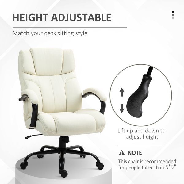 Vinsetto Executive Oversized Office Chair 500lbs , High Back Executive Chair Wide Seat With Swivel Wheels For Relief, Cream White_voghion.com