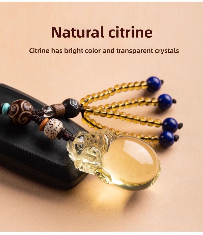 Natürlicher Citrin, exquisiter Pixiu-Schlüsselanhänger fürs Auto, hochwertiger kreativer Schmuck, kleiner Sicherheitssymbol-Anhänger für Herren._voghion.com
