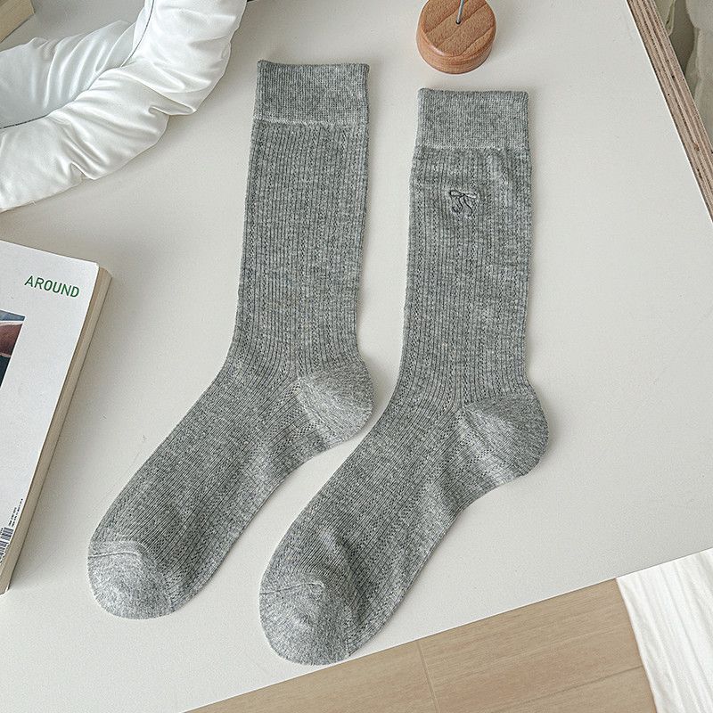 Ballet Women Spring Summer Thin Long Tube Bowknot Miu Style Slouch Socks Cotton Breathable Mesh For Girls_voghion.com