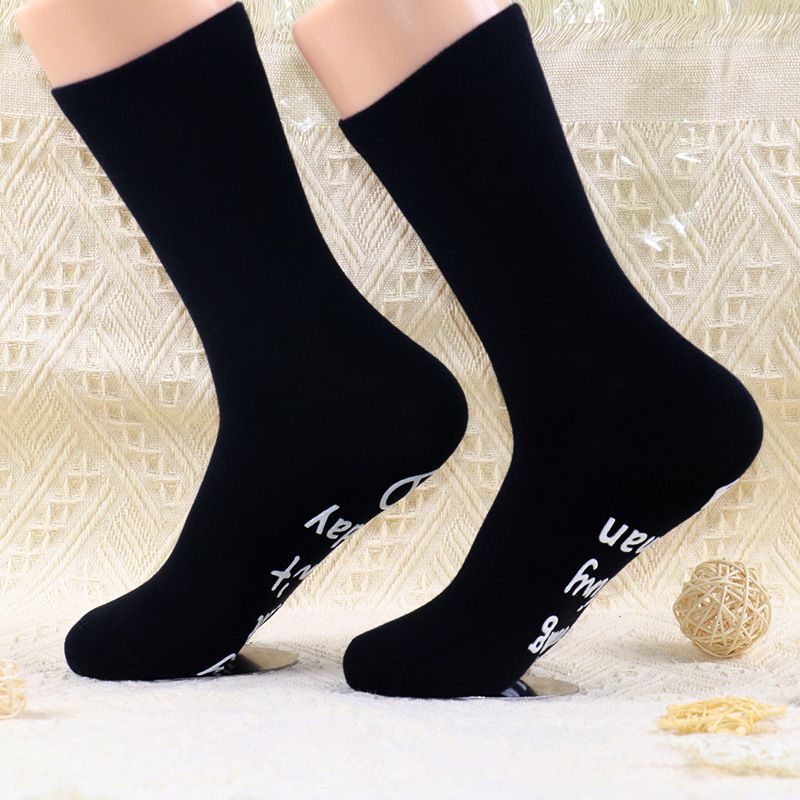 Mittelhohe Socken mit Buchstabensohle, rutschfeste selbstklebende Bodensocken, lässige Sportsocken_voghion.com