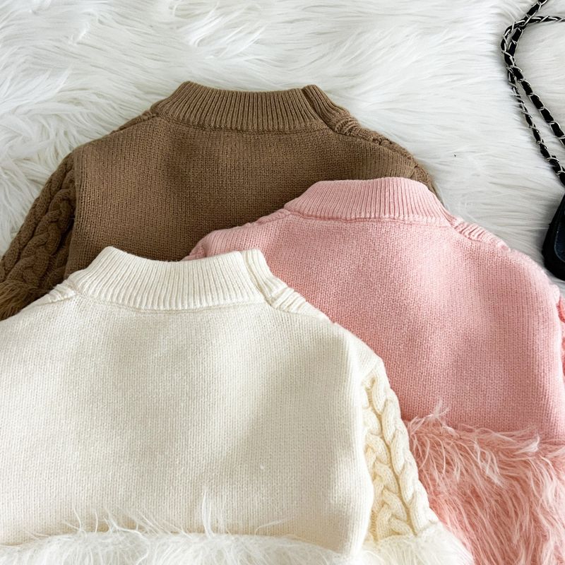 Mädchen Pullover Anzug 2025 Herbst Und Winter Neue Stil Koreanischen Stil Einfarbig Gestrickte Lange Wolle Hosen Zwei Stück Anzug_voghion.com