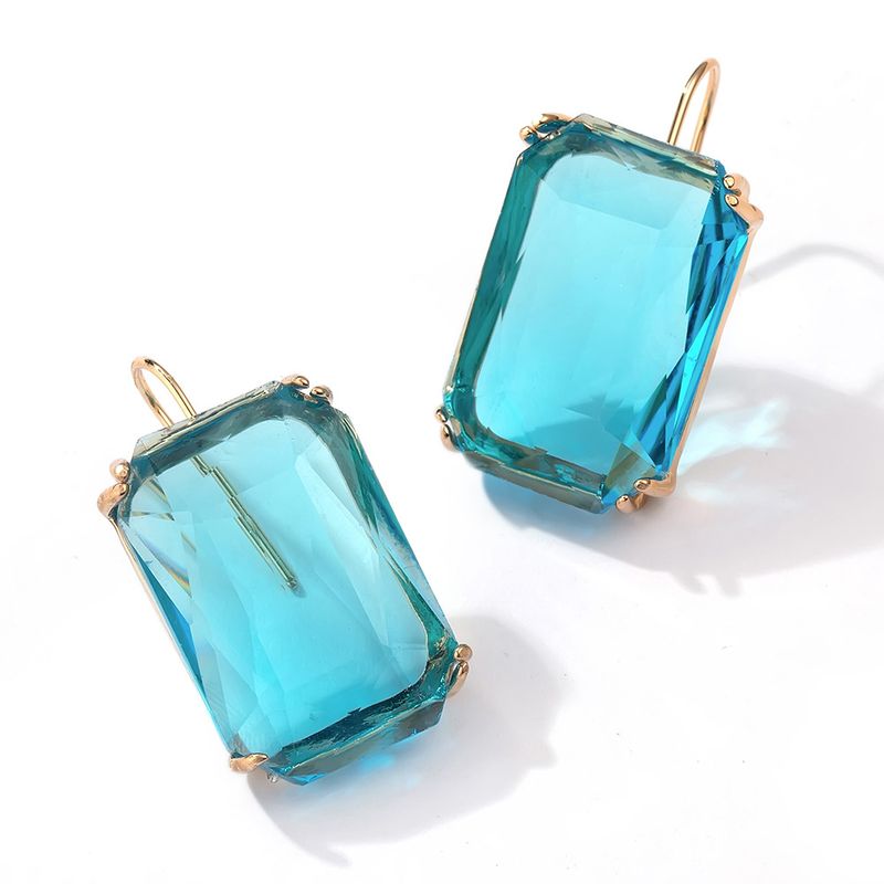 Orecchini grandi esagerati con ganci per orecchini in zircone cubico quadrato trasparente colorato_voghion.com