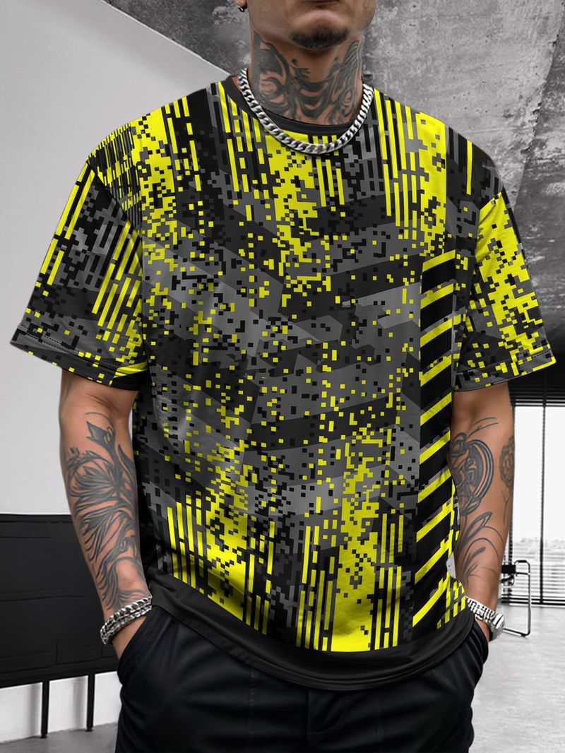 Nuovo design estivo da uomo, retrò, comodo, casual, elasticizzato, slim, basic, a maniche corte_voghion.com