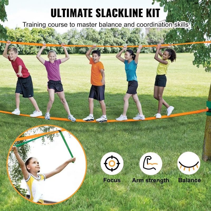 Per 60 Kit Ft con Corda Linea Allenamento Slackline Facile Completo W Attrezzatura da Giardino per Adulti Set di Linee Slackline Configurazione Slackline Stretta_voghion.com