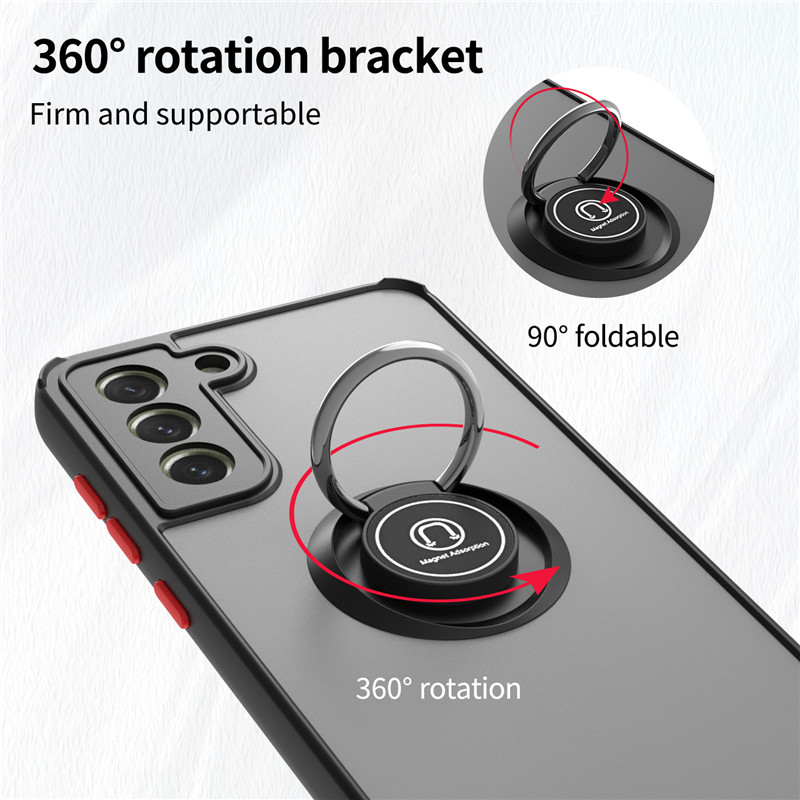 Magnetinis žiedas matinis, apsaugantis nuo kritimo telefono dėklas, skirtas Samsung Galaxy S8 S9 S10 S20 S21 S22 S23 Plus S10E S20FE Note8 Note9 Note10 Note20 Ultra Bracket Dangtelis_voghion.com