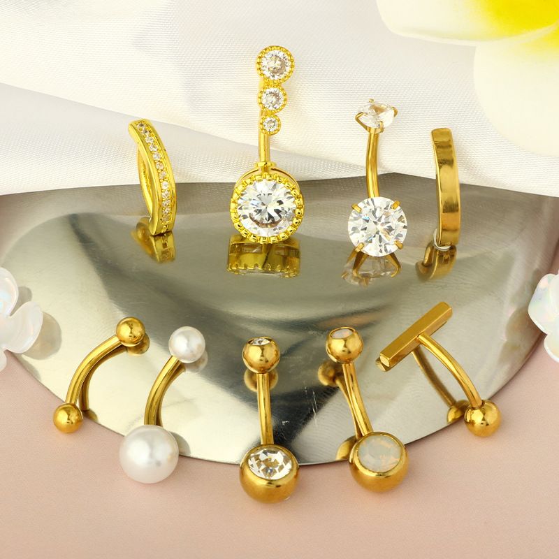 Set di 9 piercing per ombelico in acciaio inossidabile, stile classico, all'ingrosso_voghion.com