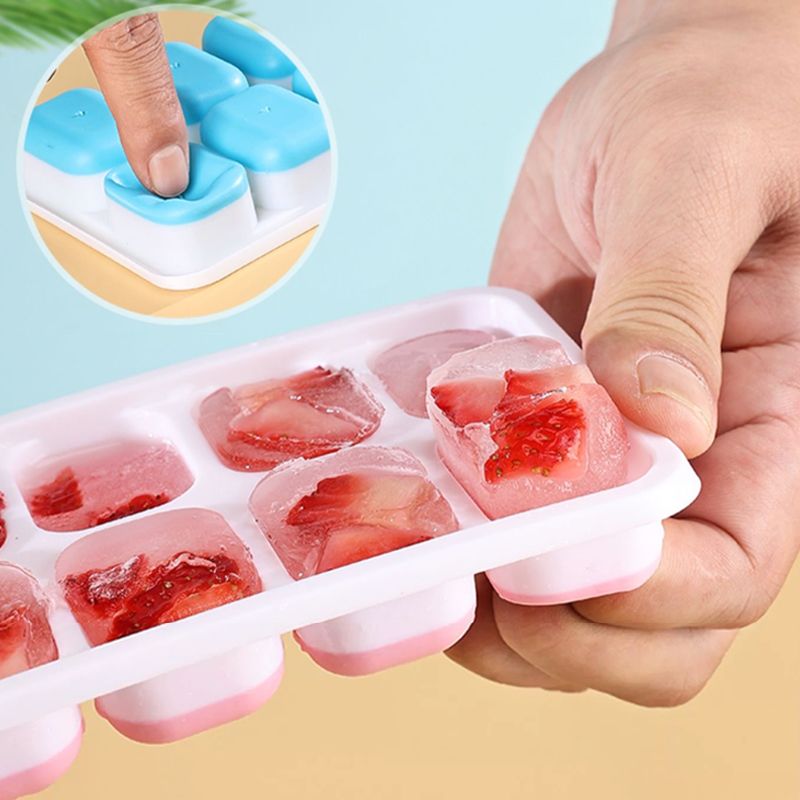 Eiswürfelform mit Deckel, quadratisch, 14 Würfel, leicht zu lösende Eiswürfelformen, Sommer, Küche, Bar, DIY, Eiscocktail, Einfrierwerkzeug_voghion.com