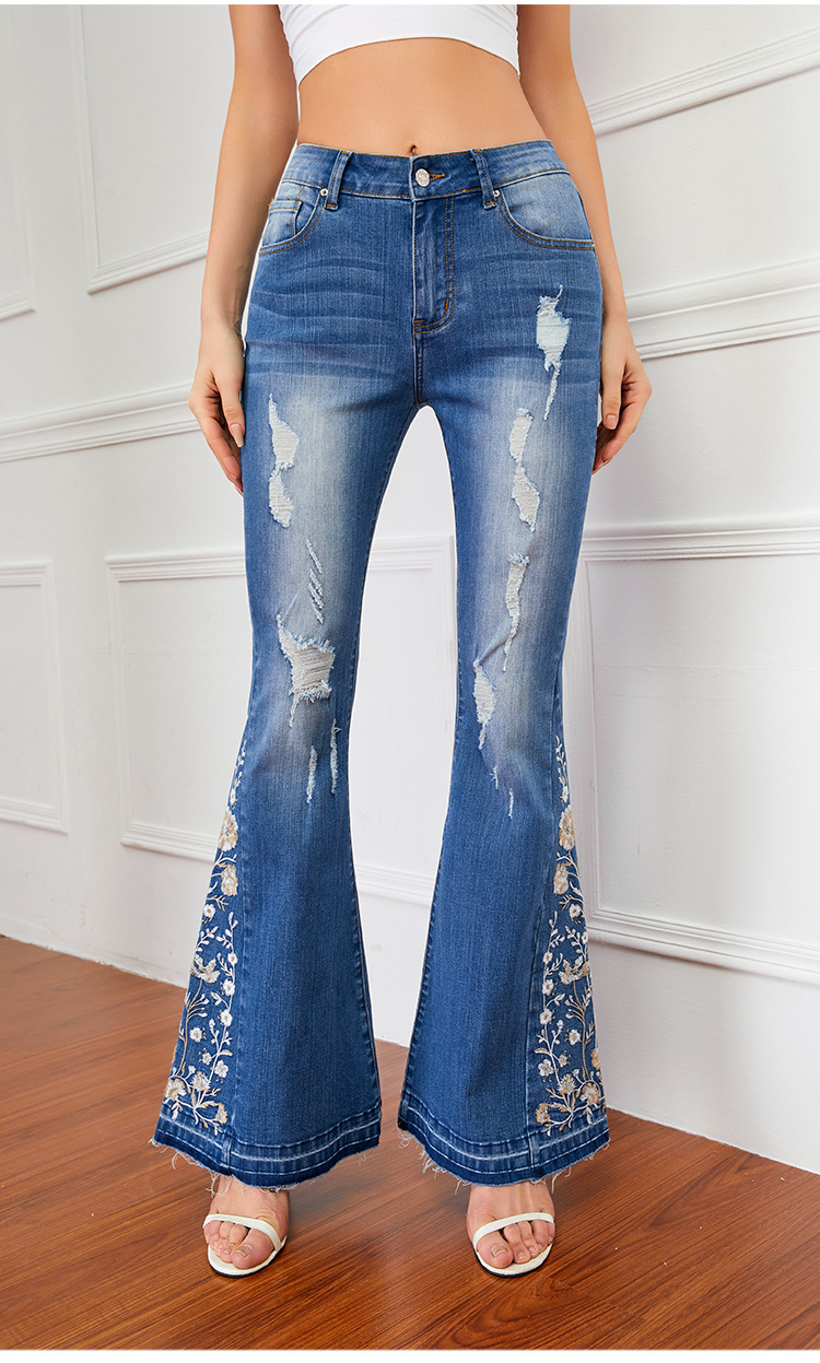 Γυναικεία ρούχα με τζιν για γυναίκες Βαριά βιομηχανία τρισδιάστατο κέντημα 3D Γυναικείο τζιν παντελόνι_voghion.com