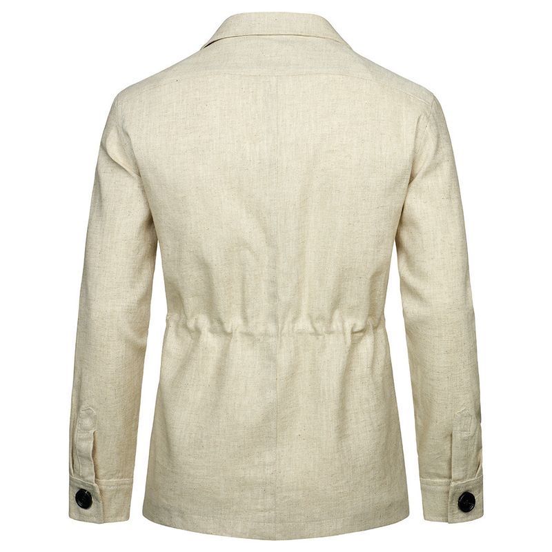 Men's Clothing Spring New Style Lapel Multi Pocket Work Jacket Men's Casual Linen Hunting Jacket_voghion.com