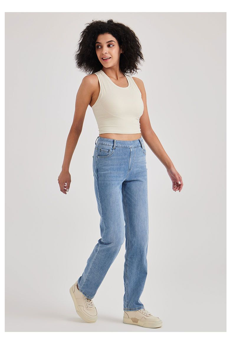Jeans da yoga a vita alta SleekShape da donna - Pantaloni in denim elasticizzati effetto used con tasche, vestibilità slim, comodi per palestra e abbigliamento casual_voghion.com