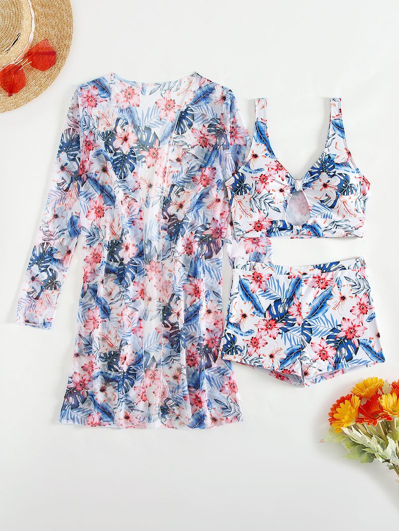 Women's Clothing Sexy multicolor print three-piece bikini for women_voghion.com