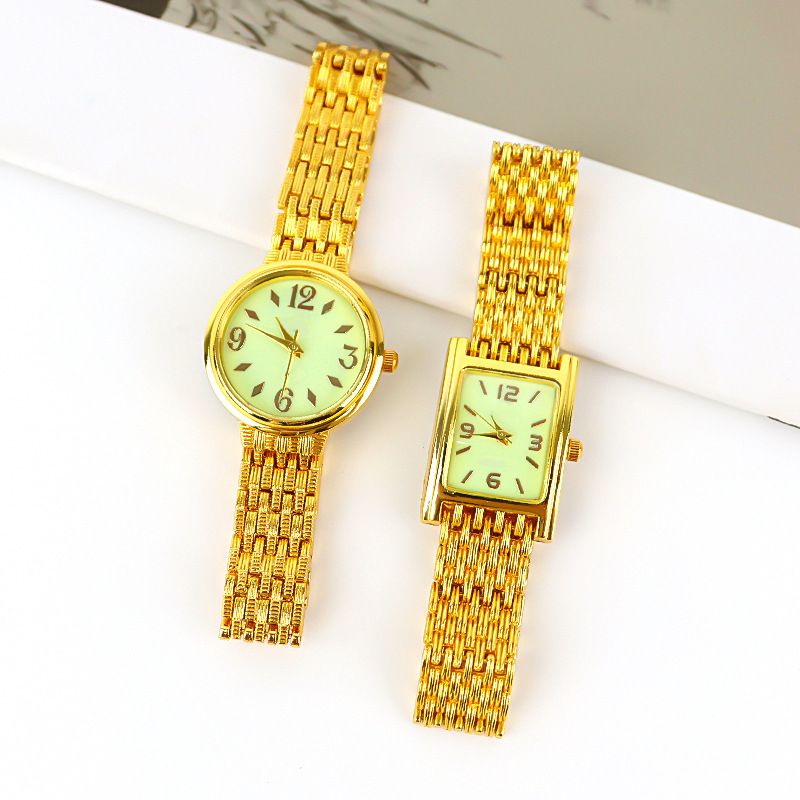 Gold Women's Quartz Bracelet Watch Square Round Light Luxury Retro Quartz Watch Art Jewelry Buckle Small Dial Watch_voghion.com