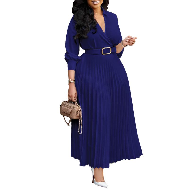 Abbigliamento donna2024 autunno nuova moda temperamento tinta unita abito di grandi dimensioni_voghion.com