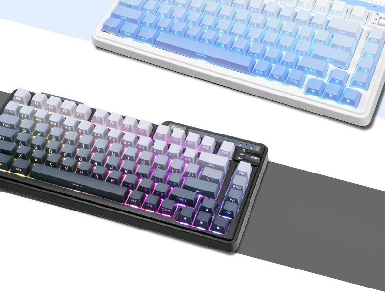 KZZI K75Lit Yan Oymalı Blackberry Tozu Özelleştirilmiş Mekanik Klavye Üçüncü Sahte Sınav Sıcak Takma RGB Oyunu_voghion.com