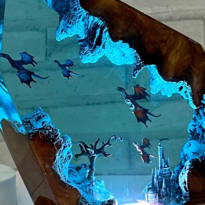 Fire And Ice Resin 3D Table Game Of Thrones Dragon Lamp Lighting Home Decoration Valentine's Day Gift_voghion.com