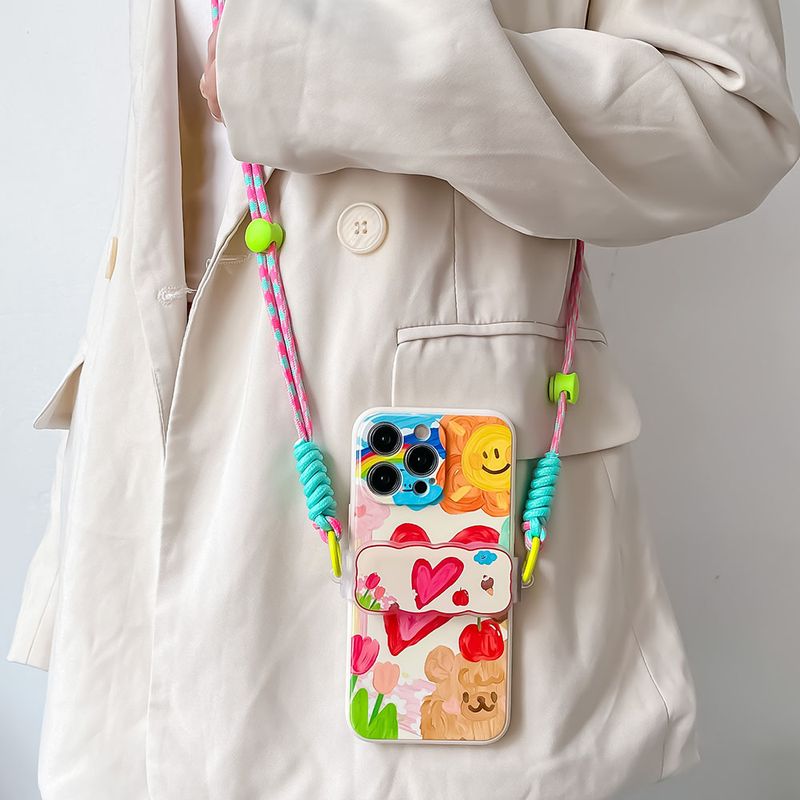Für iPhone 16 15 14 13 12 Pro Max Liebe Herz Zurück Clip Lanyard Halterung Kette Crossbody Cord Nette Wer Telefon Strap Fall_voghion.com