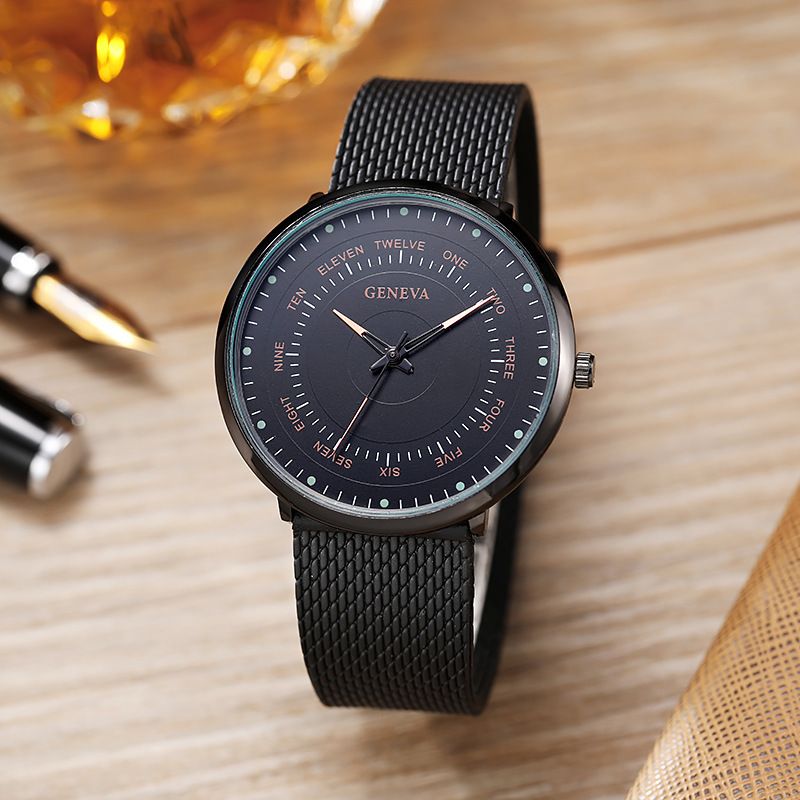 Quartz fashionable and minimalist digital business watch, mesh strap, men's watch_voghion.com