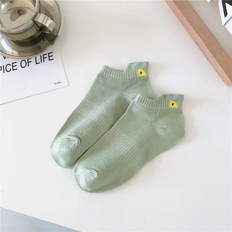 2025e Spring Little Devil Style Autumn And Winter Solid Color Couple Short Versatile Summer Boat Men's Socks_voghion.com